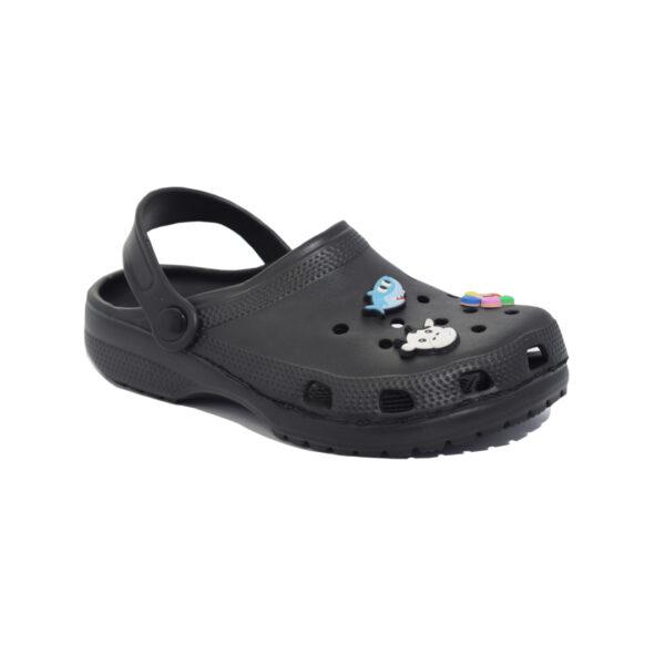 Ladies Clogs With Charms Black